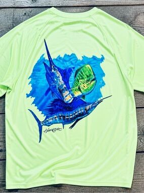 Trophy Wear Neon Fishing Shirt XL Marlin Mahi Graphic Performance Tee